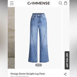 Commense Vintage Denim Straight Leg Jean Pants